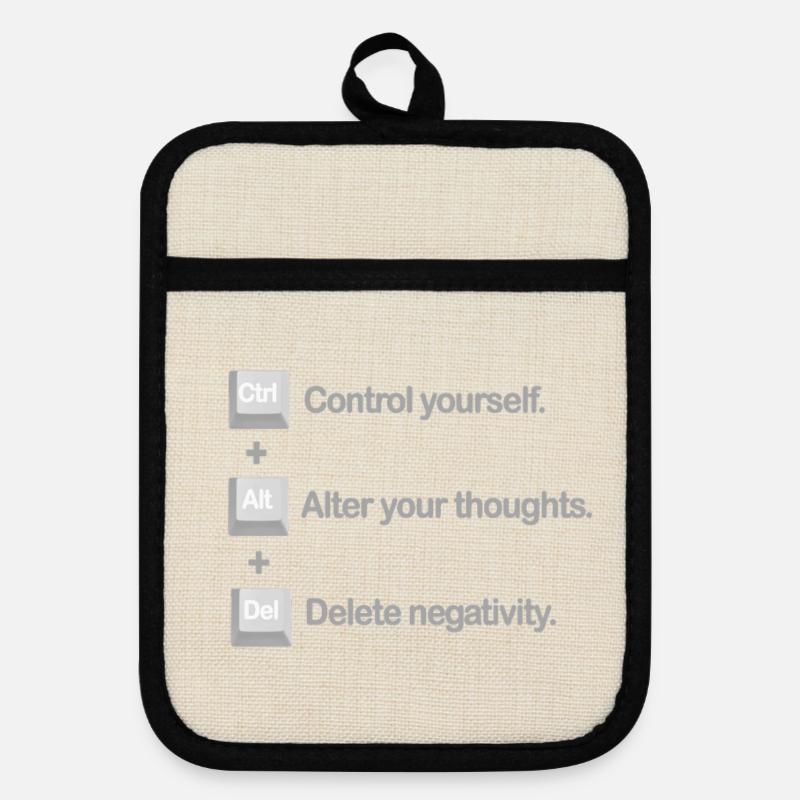 Control Alt Delete Mental Health Positivity - Pot holders with rubber back - linen/black 