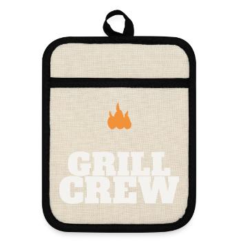 Équipe de grillage barbecue grillé Grill Master Team Fête des pères - Maniques avec dos en caoutchouc - lin/noir  - Devant