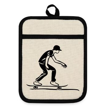 Skateboarder - Topflappen mit Gummirückseite - Leinen/Schwarz  - Vorne
