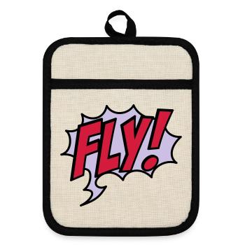 2541614 15932863 fly - Topflappen mit Gummirückseite - Leinen/Schwarz  - Vorne
