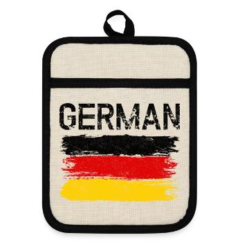 German Flag Brushstroke - Pot holders with rubber back - linen/black  - Front
