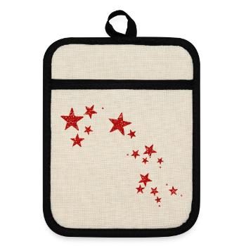 NEW Stars, Stars, And More Stars! (Red) - Pot holders with rubber back - linen/black  - Front