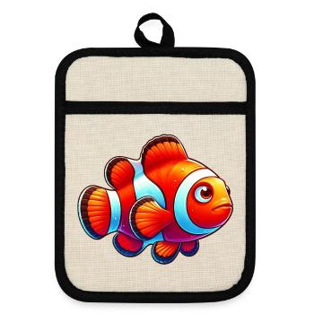 Poisson-clown - Maniques avec dos en caoutchouc - lin/noir  - Devant