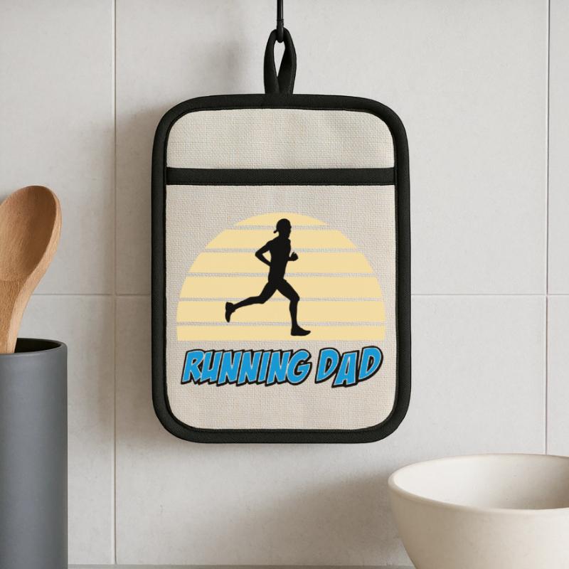 Running dad Pot holders with rubber back