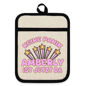 Amberly as a woman's name - Pot holders with rubber back - linen/black  - Front