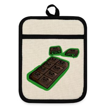 Choco Panda - Topflappen mit Gummirückseite - Leinen/Schwarz  - Vorne