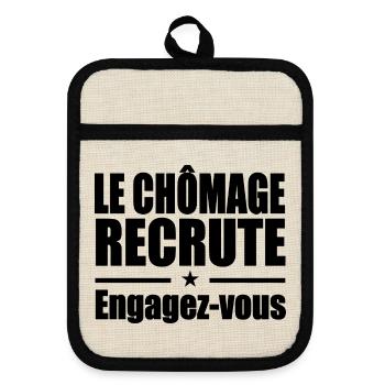 Le Chômage Engagez-vous humour - Maniques avec dos en caoutchouc - lin/noir  - Devant