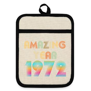 Amazing YEAR 1972 - Pot holders with rubber back - linen/black  - Front