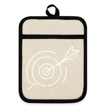 Target Sketch - Pot holders with rubber back - linen/black  - Front
