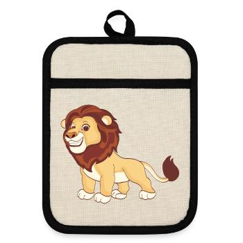 A magnificent lion - Pot holders with rubber back - linen/black  - Front