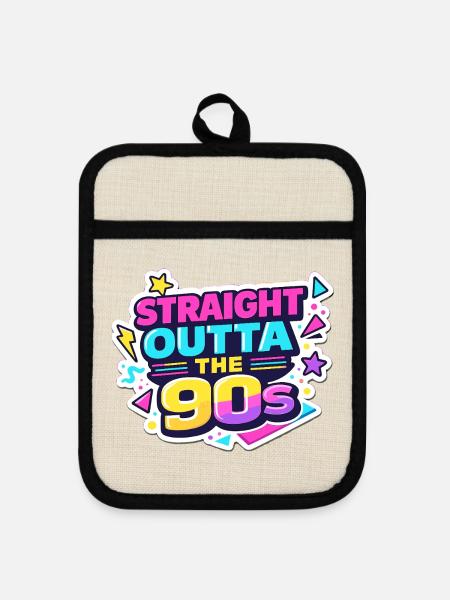 Straight Outta the 90s - Topflappen mit Gummirückseite - Leinen/Schwarz