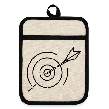 Archery Target - Pot holders with rubber back - linen/black  - Front