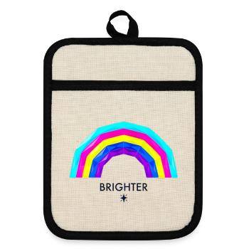 Regenbogen in leuchtenden Farben - Topflappen mit Gummirückseite - Leinen/Schwarz  - Vorne