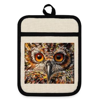 Wise Owl - Topflappen mit Gummirückseite - Leinen/Schwarz  - Vorne