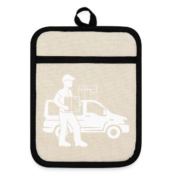 Lieferheld Paketclipart - Topflappen mit Gummirückseite - Leinen/Schwarz  - Vorne