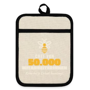 Imker Chef von 50000 Mitarbeiterinnen Bienen - Topflappen mit Gummirückseite - Leinen/Schwarz  - Vorne