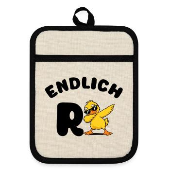 Coole Dabbing Ente Zum Ruhestand Und Endlich Rente - Topflappen mit Gummirückseite - Leinen/Schwarz  - Vorne