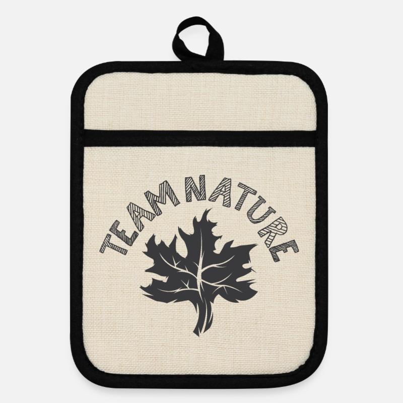 team nature nature tree leaf symbol maple leaf - Pot holders with rubber back - linen/black 