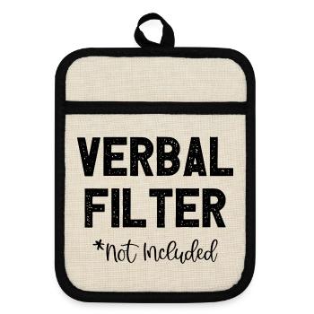 Verbal Filter Not Included I Fun Lustiges - Topflappen mit Gummirückseite - Leinen/Schwarz  - Vorne