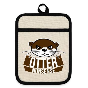Otter Nonsense Lustig Wortspiel Otter Liebe Spruch - Topflappen mit Gummirückseite - Leinen/Schwarz  - Vorne