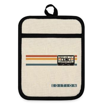 1977 Vintage Vintage Retro Birthday Gift - Pot holders with rubber back - linen/black  - Front