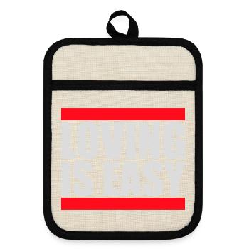 Loving Is Easy Inspirierend Romantisch Spruch Logo - Topflappen mit Gummirückseite - Leinen/Schwarz  - Vorne