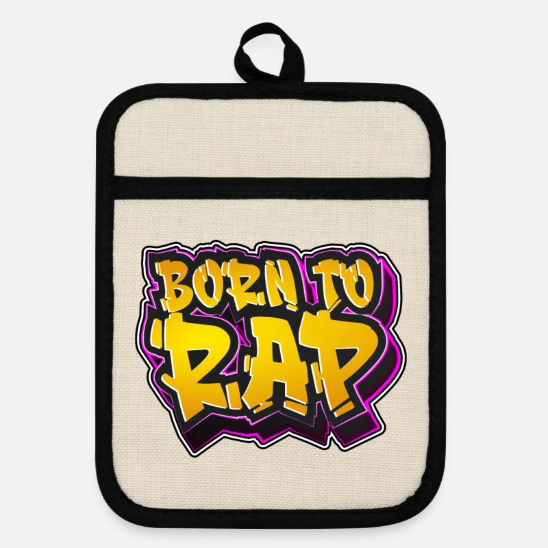 Born to rap - Pot holders with rubber back - linen/black 