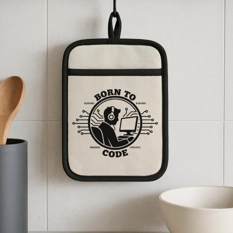 Coder Born to Code Programmer Pot holders with rubber back
