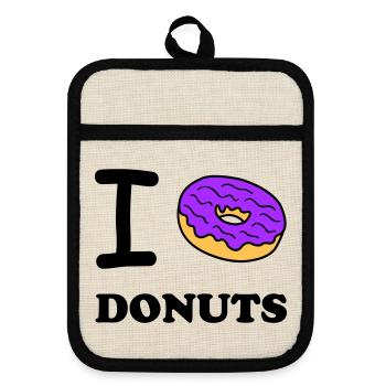 i love donuts - Pot holders with rubber back - linen/black  - Front