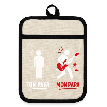 Ton Papa vs Mon Papa: Attitude Guitare - Maniques avec dos en caoutchouc - lin/noir  - Devant