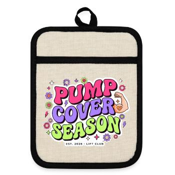 Pump Cover Season Fitness Retro Blumen Gym Style - Topflappen mit Gummirückseite - Leinen/Schwarz  - Vorne
