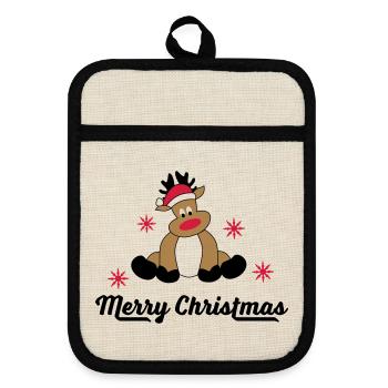 merry christmas - Pot holders with rubber back - linen/black  - Front
