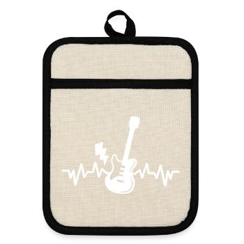 Gitarren Gitarrist Gitarrenspieler - Topflappen mit Gummirückseite - Leinen/Schwarz  - Vorne
