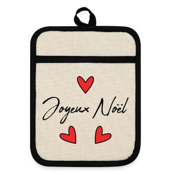 NOËL. JOYEUX NOËL. MERRY CHRISTMAS. NOUVEL AN - Maniques avec dos en caoutchouc - lin/noir  - Devant
