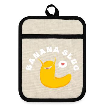 banana snail - Pot holders with rubber back - linen/black  - Front