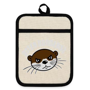 Otter Nonsense Lustig Wortspiel Otter Liebe Spruch - Topflappen mit Gummirückseite - Leinen/Schwarz  - Vorne