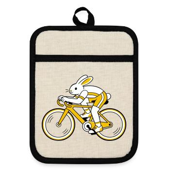 Lièvre sur un vélo de course - Maniques avec dos en caoutchouc - lin/noir  - Devant
