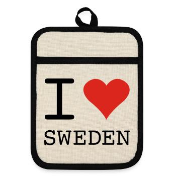 I LOVE SWEDEN Schweden - Pot holders with rubber back - linen/black  - Front