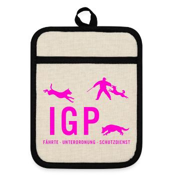 IGP Hundesport - pink - Topflappen mit Gummirückseite - Leinen/Schwarz  - Vorne