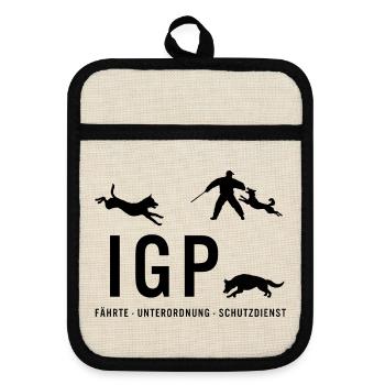 IGP Hundesport - schwarz - Topflappen mit Gummirückseite - Leinen/Schwarz  - Vorne