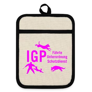 IGP Hundesport - pink - Topflappen mit Gummirückseite - Leinen/Schwarz  - Vorne