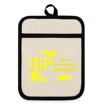 IGP Hundesport - Gelb - Topflappen mit Gummirückseite - Leinen/Schwarz  - Vorne