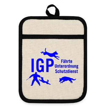IGP Hundesport - Blau - Topflappen mit Gummirückseite - Leinen/Schwarz  - Vorne