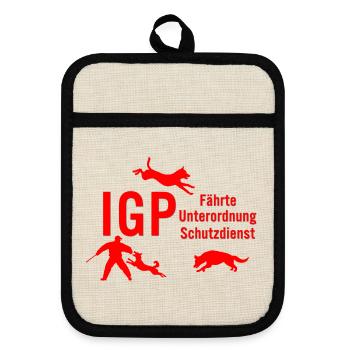 IGP Hundesport - Rot - Topflappen mit Gummirückseite - Leinen/Schwarz  - Vorne