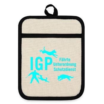 IGP Hundesport - türkis - Topflappen mit Gummirückseite - Leinen/Schwarz  - Vorne