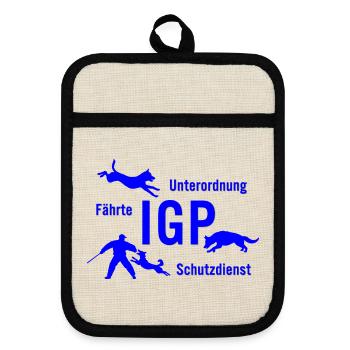IGP Hundesport - blau - Topflappen mit Gummirückseite - Leinen/Schwarz  - Vorne