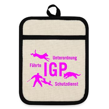 IGP Hundesport - pink - Topflappen mit Gummirückseite - Leinen/Schwarz  - Vorne