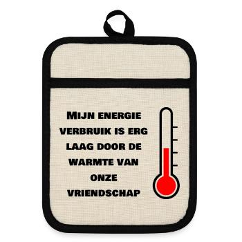 Faible consommation d’énergie grâce à l’amitié - Maniques avec dos en caoutchouc - lin/noir  - Devant