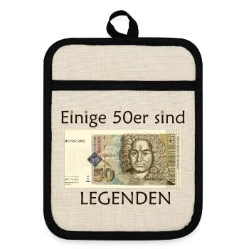 50s Legends, German Mark, Drawing Birthday - Pot holders with rubber back - linen/black  - Front
