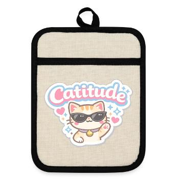 Catitude Cat Sunglasses - Pot holders with rubber back - linen/black  - Front
